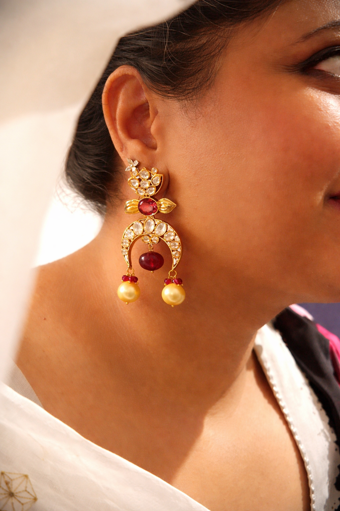 The Dancing Crescent Polki Earrings