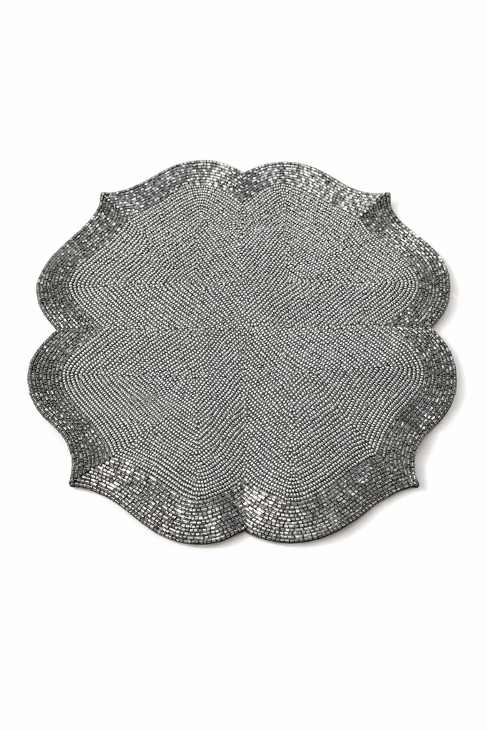 Glitz Silver Beaded Table Mat