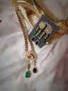 Polki Emerald&Sapphire Stone Pendant Necklace Set
