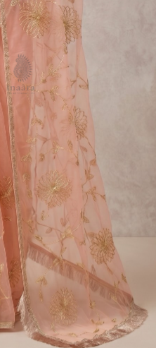 Gotta Patti Saree - Dusty rose