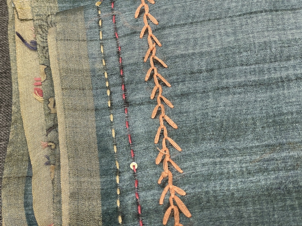 Hand-Embroidered Tussar Silk Saree