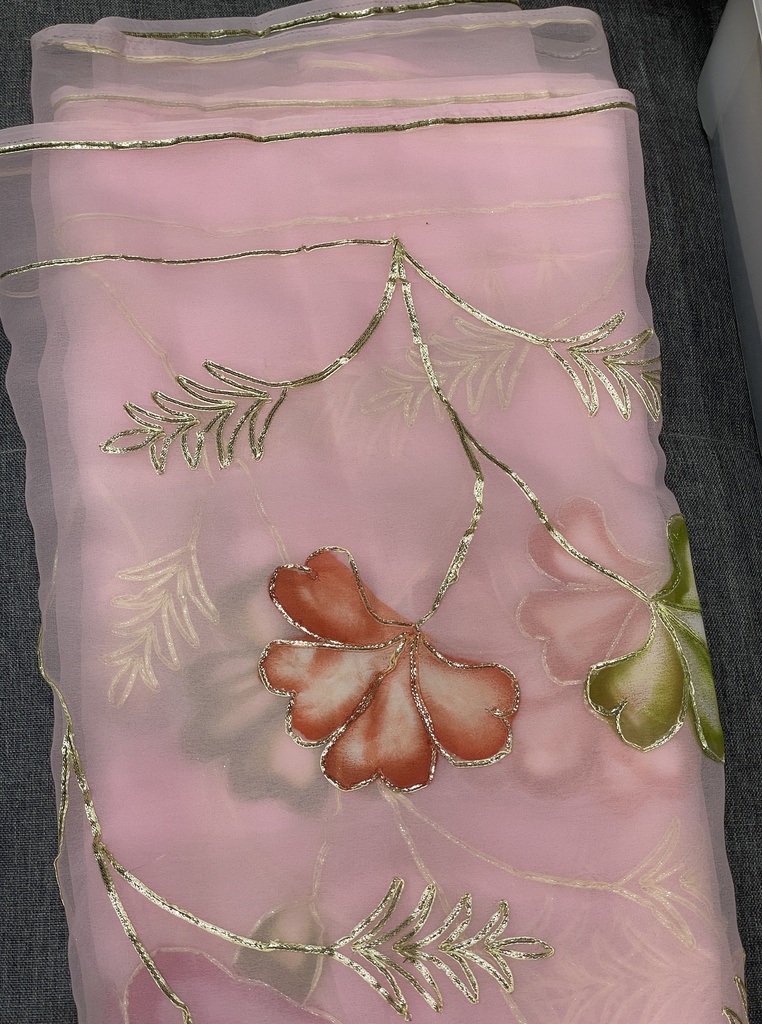 Gotta Patti Saree w/ Hand Painted - Pink