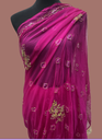 Tie and Die Saree W/Cut Dana work-Chiffon