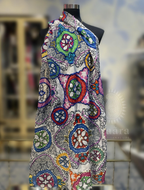 Boiled Wool Stole- Stylized Circular