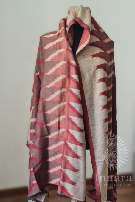 Fine Wool Stole- Maroon/Brown