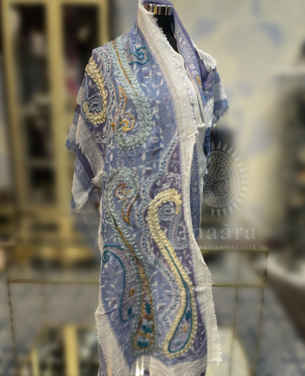 Boiled Wool Shawl-Paisley Light Purple