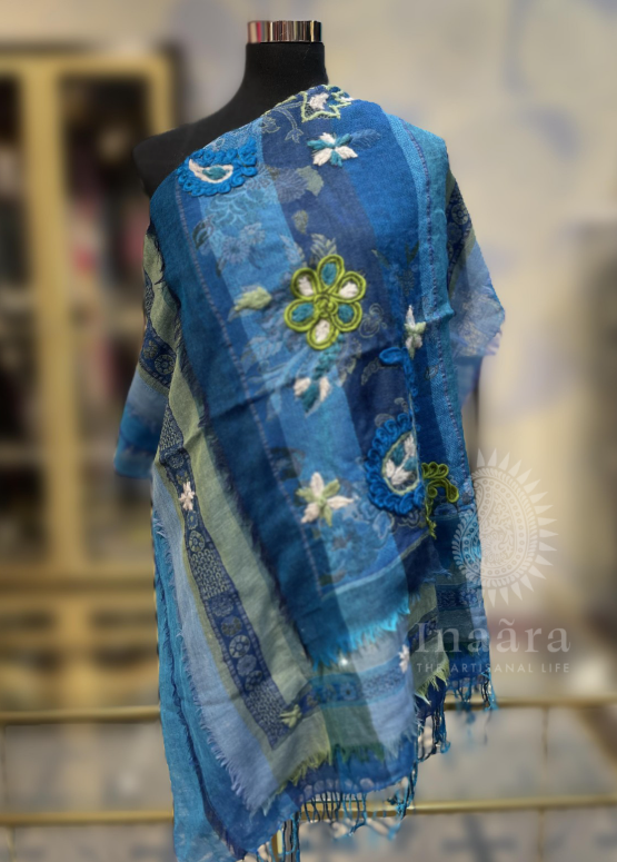 Boiled Wool Shawl-Sky Blue