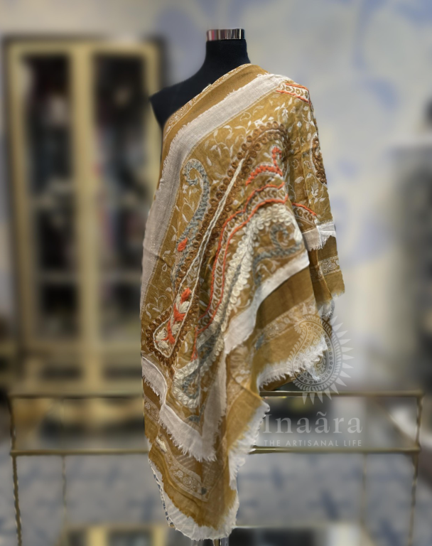 Boiled Wool Shawl-Mustard