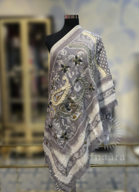 Boiled Wool Shawl-Gray