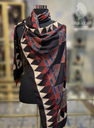 Ajrakh Modal Silk Scarf-Black/Triangle Pattern