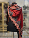 Ajrakh Modal Silk Scarf-Red/Triangle