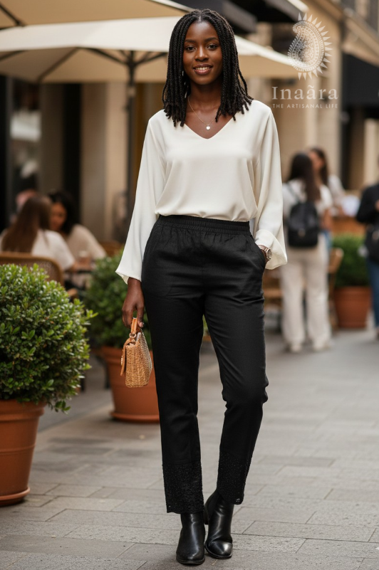 Lace Pants Stretchable- Black