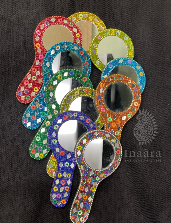 Beaded Handle Pocket Mirror