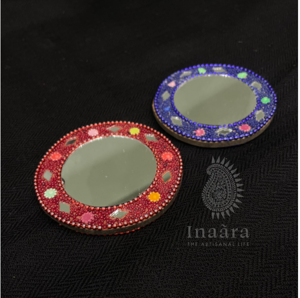 Beaded Round Pocket Mirror