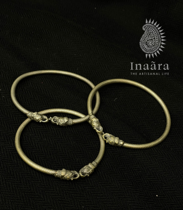 Silver-Toned Bangles w/ Elephant Details