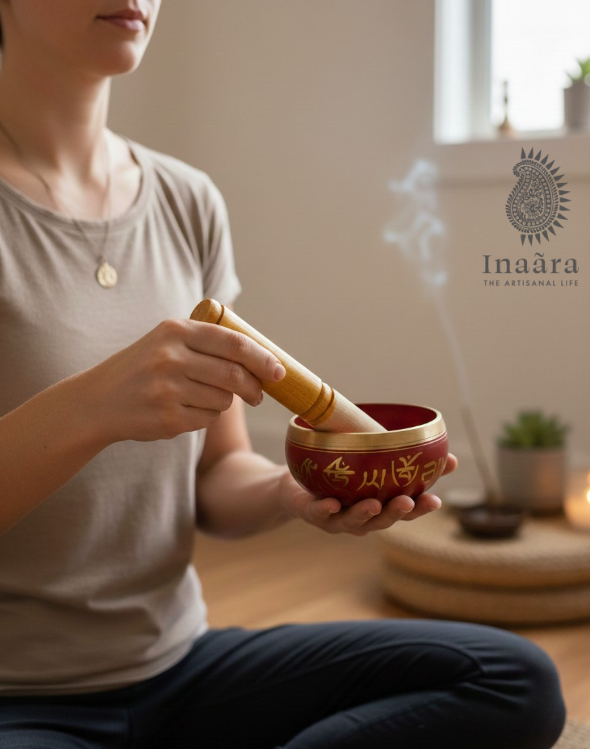 Brass Singing Bowl w/Wooden Striker