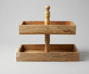 Handcrafted 2-Tier Wooden Serving Stand