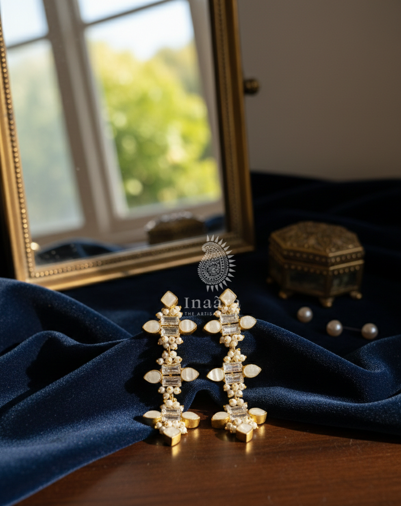 Teardrop Leaf-Shaped MOP Earring