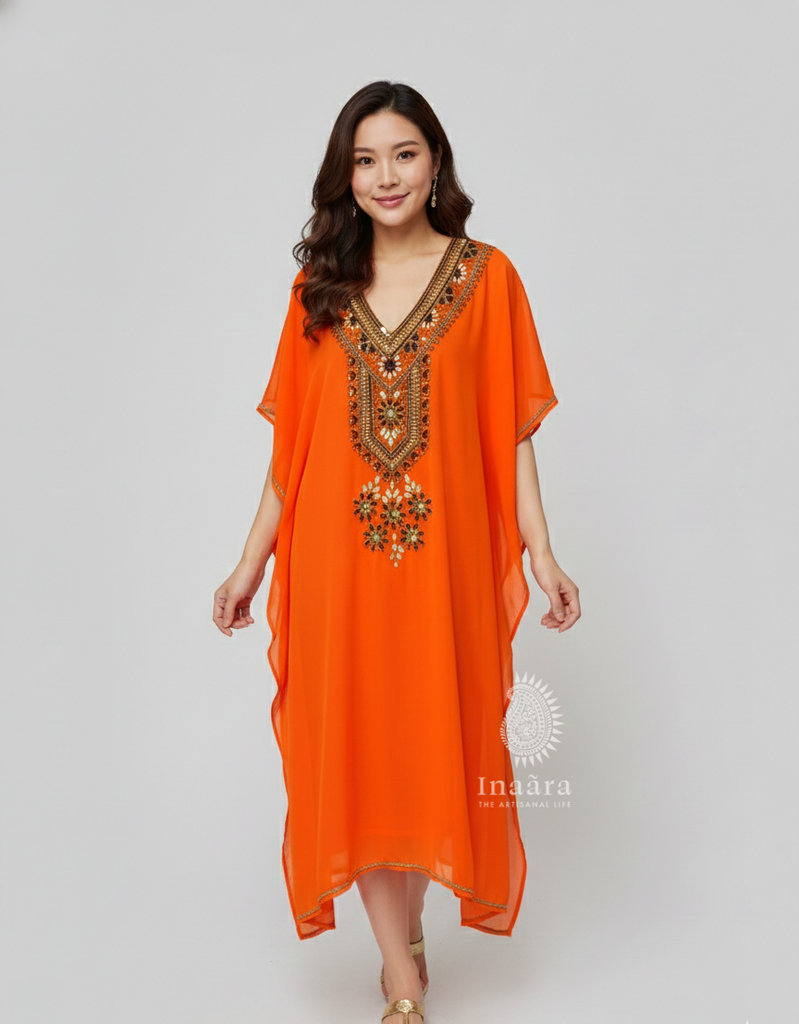 Hand Beaded Kaftan- Magenta (copy)