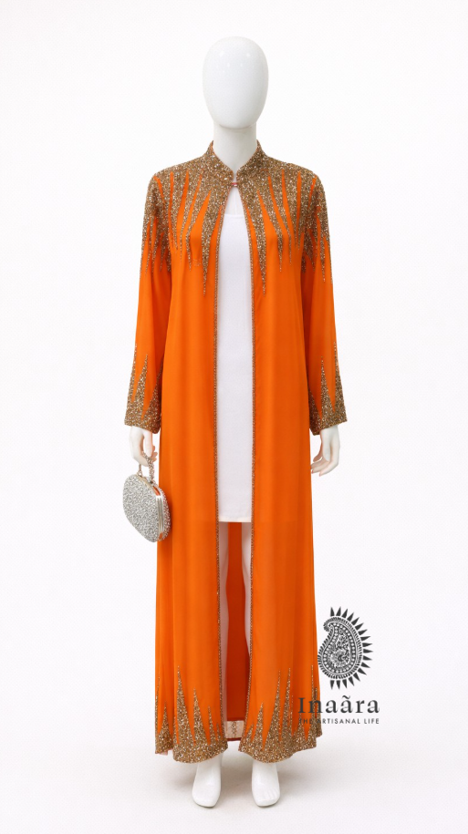 Layla Evening Coat-Orange