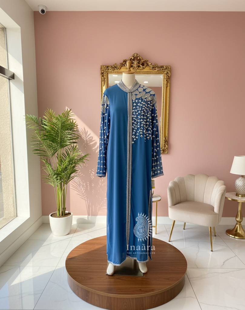 Embellished Long Jacket – Sapphire Blue