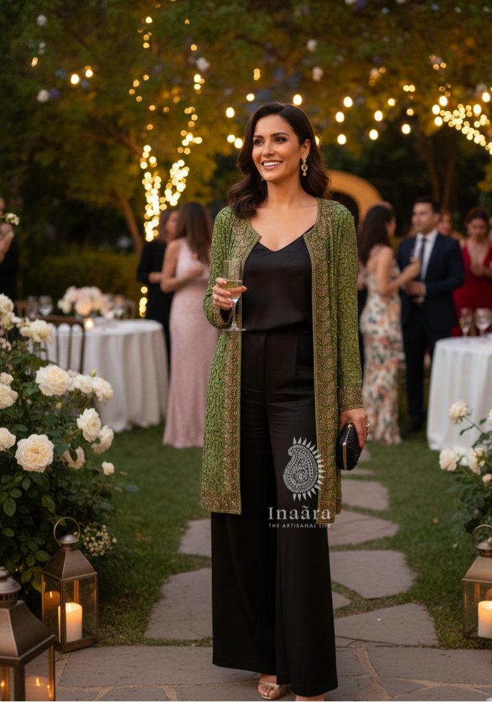 Sequined Jacket-Olive Green