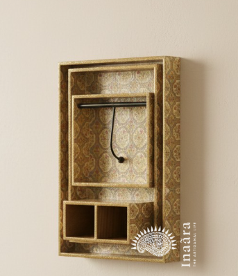 Raazi Wooden Floral Printed Tray - Set 4pcs