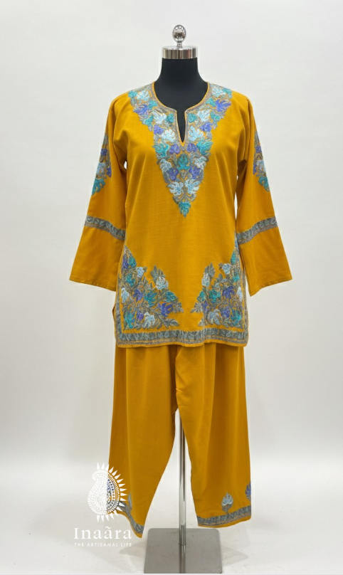 Embroidery Kurti Suit / Yellow - Size 42