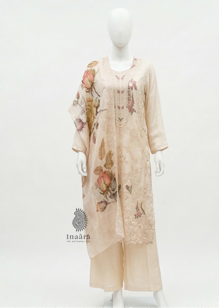 Kurta Set/3 pcs - Cream