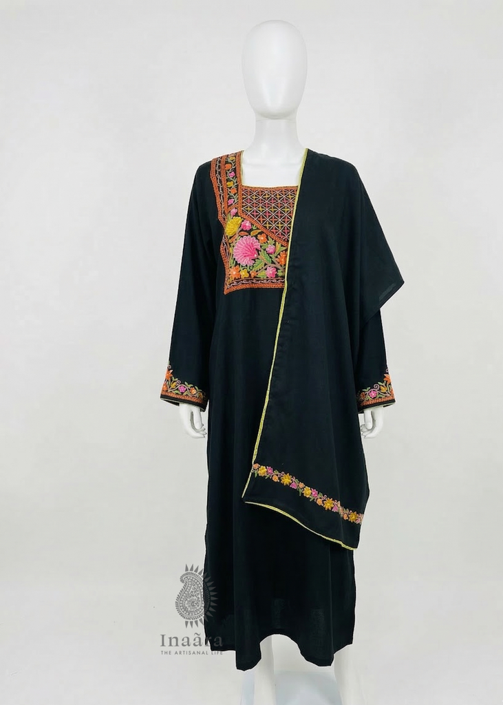 Kashmiri Embroidery Kurti Set-Beige (copy)