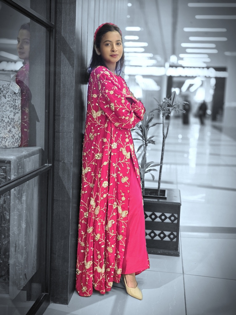 Shola Shrug Set - Rani Pink