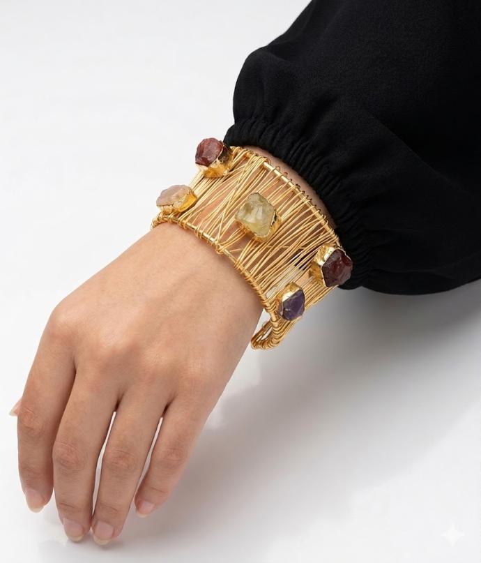 Raw Stone Cuff Bracelet3
