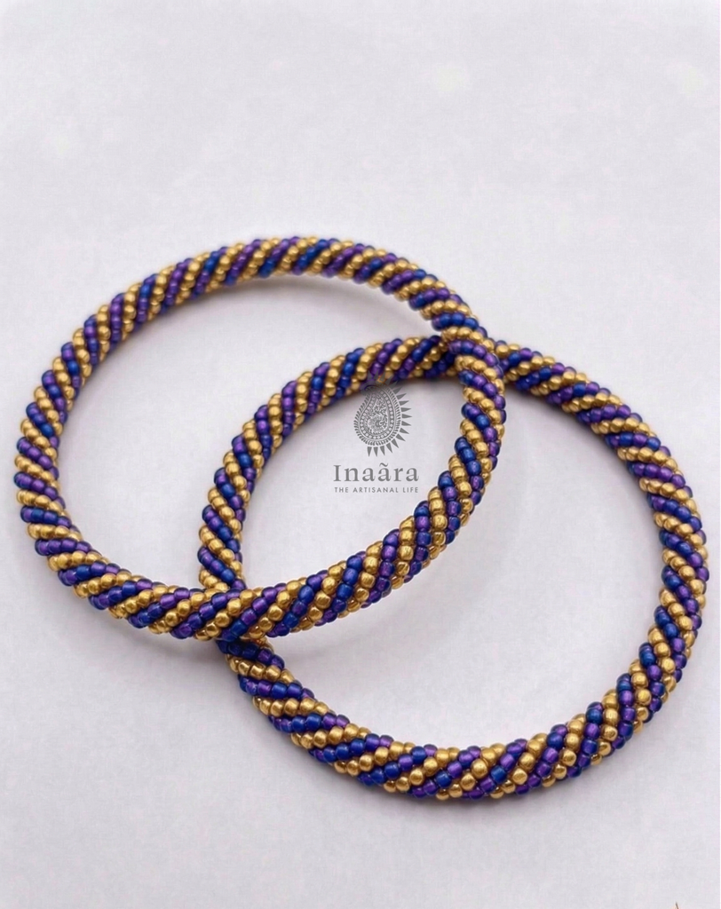 Beaded Bangles-Purple/2pcs