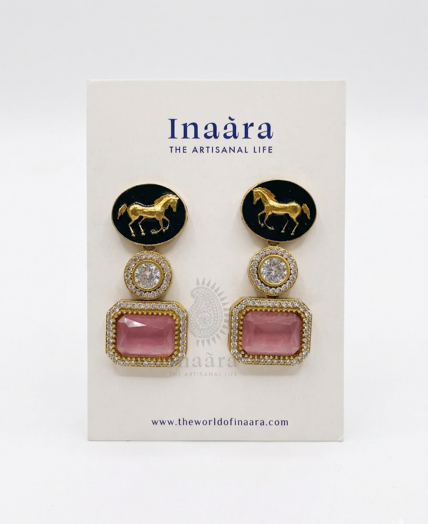 Horse Enamel Earrings2-Pink