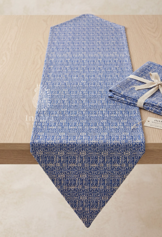 Indigo Grid Table Runner