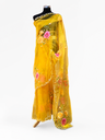 Exquisite Hand-Painted Organza Saree - Yellow