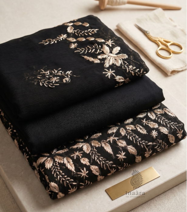Mukesh  3pc Suit Unstitched - Black