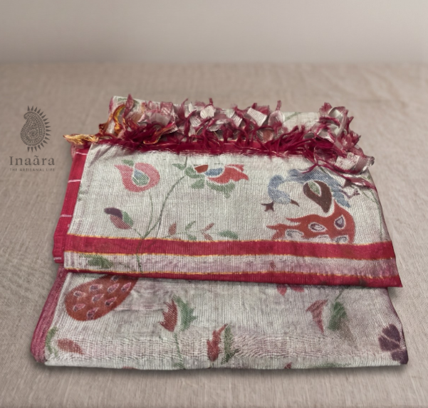 Mangalgiri Silk Running Fabric Peacock