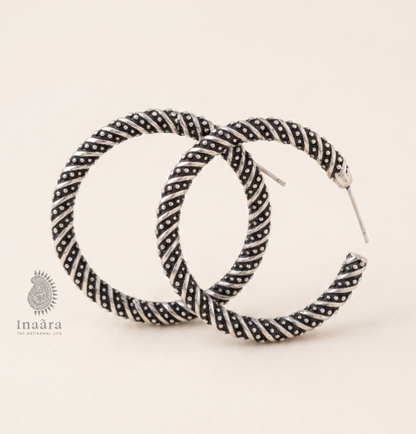 oxidized silver hoop earrings