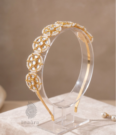 طوق شعر كوندان مصنوع يدويًا - أبيض