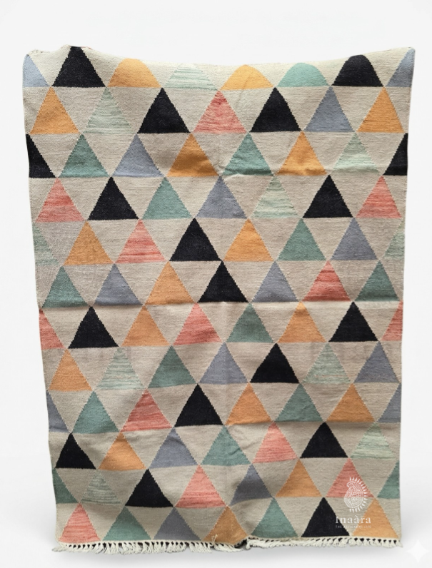 Geometric pattern hand knotted rug (5x3)