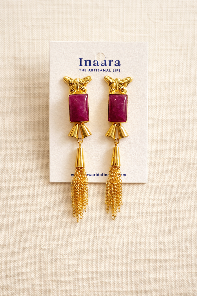 Gemstone Butterfly Earrings