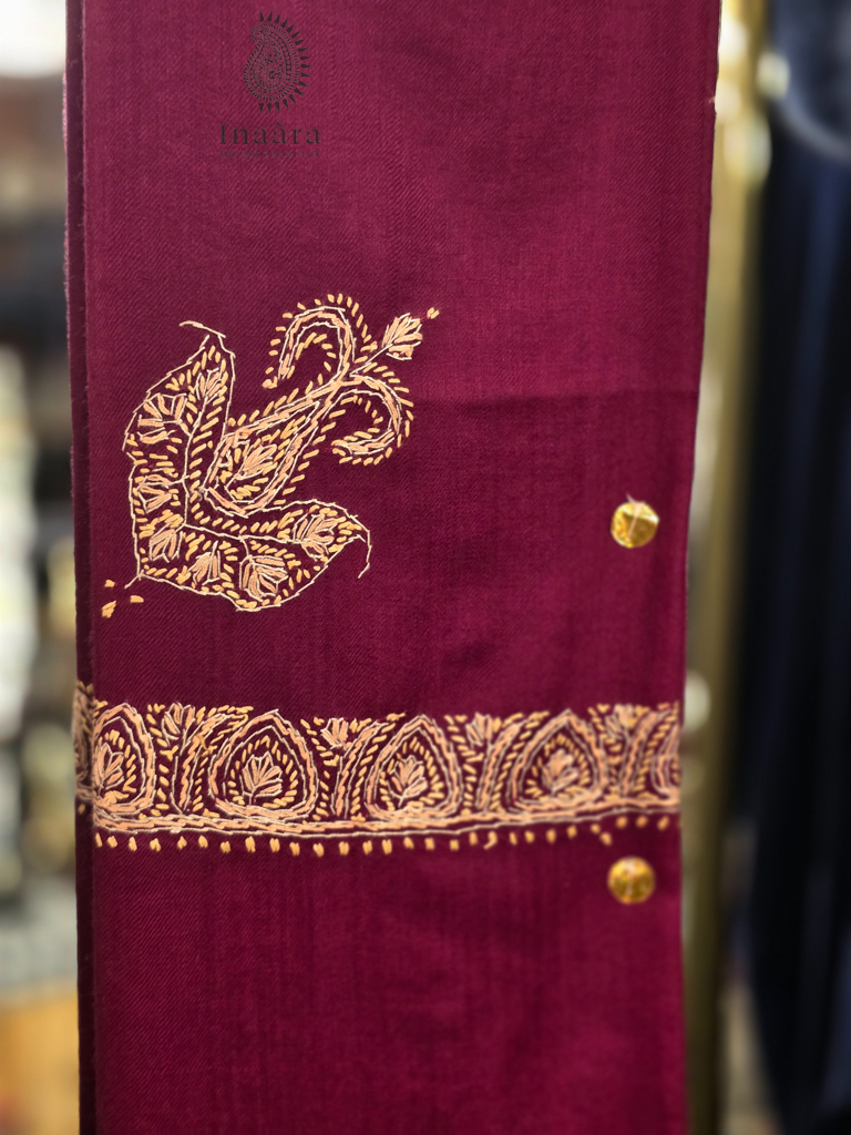Handmade Semi-Pashmina Ghutra - Burgundy