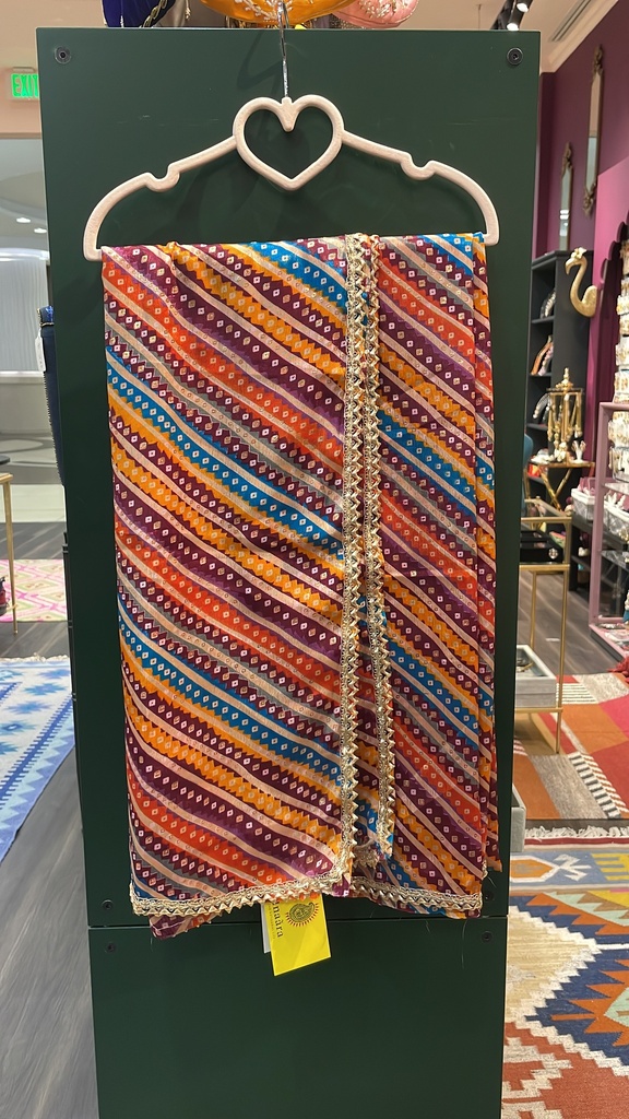 Leheriya Silky Fabric Dupatta with Gota Trim
