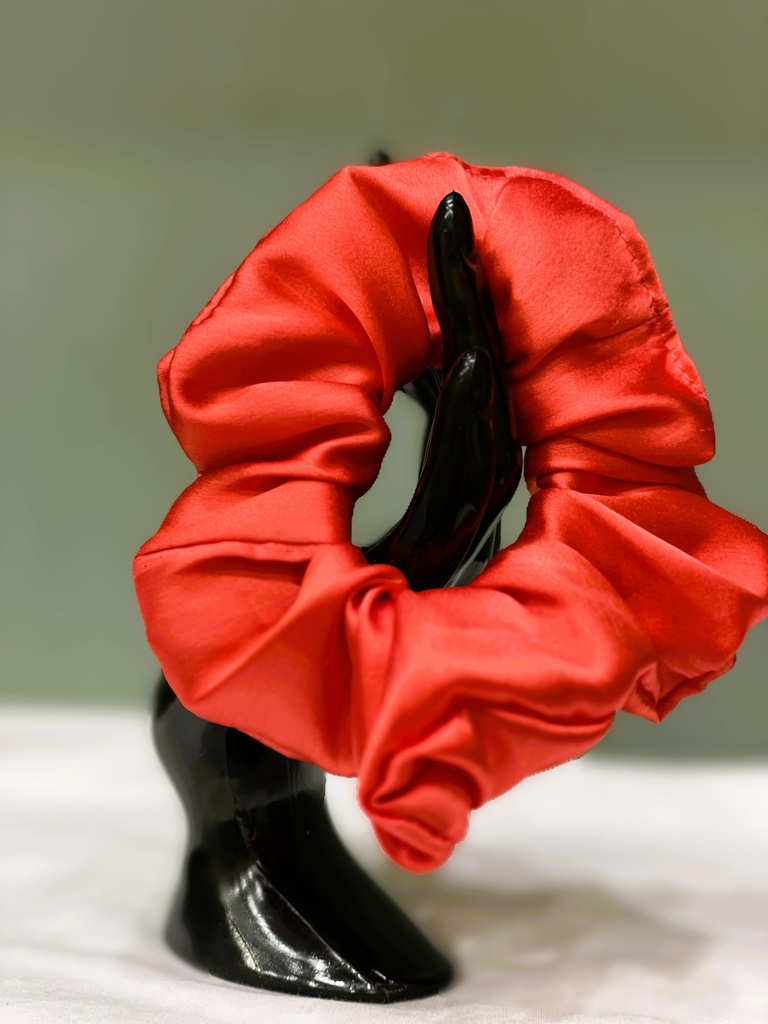 Scrunchie Silk Fabric-Small red
