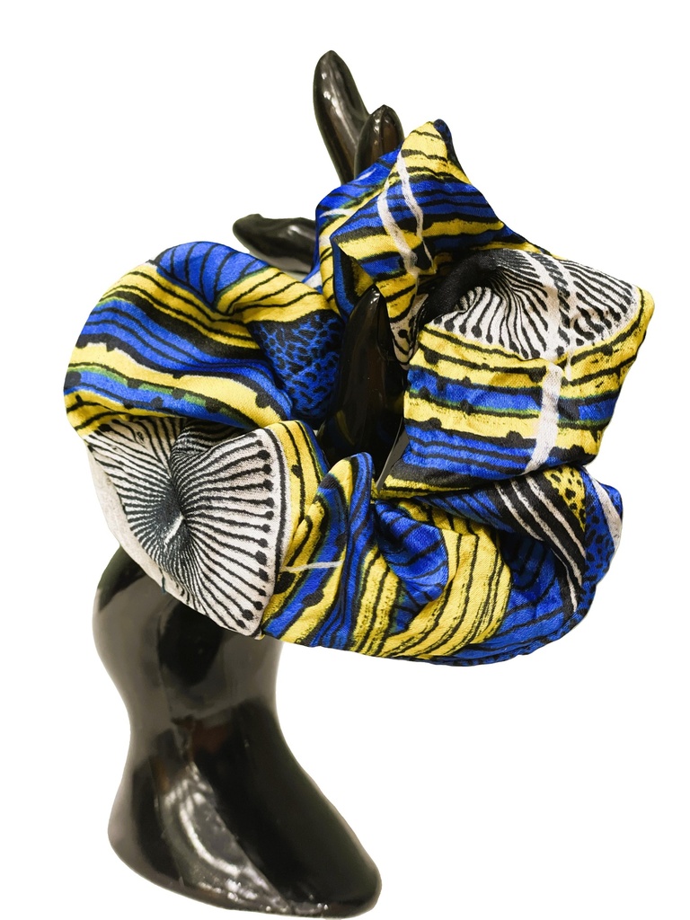 Scrunchie Silk Fabric-Small silk blue/yellow
