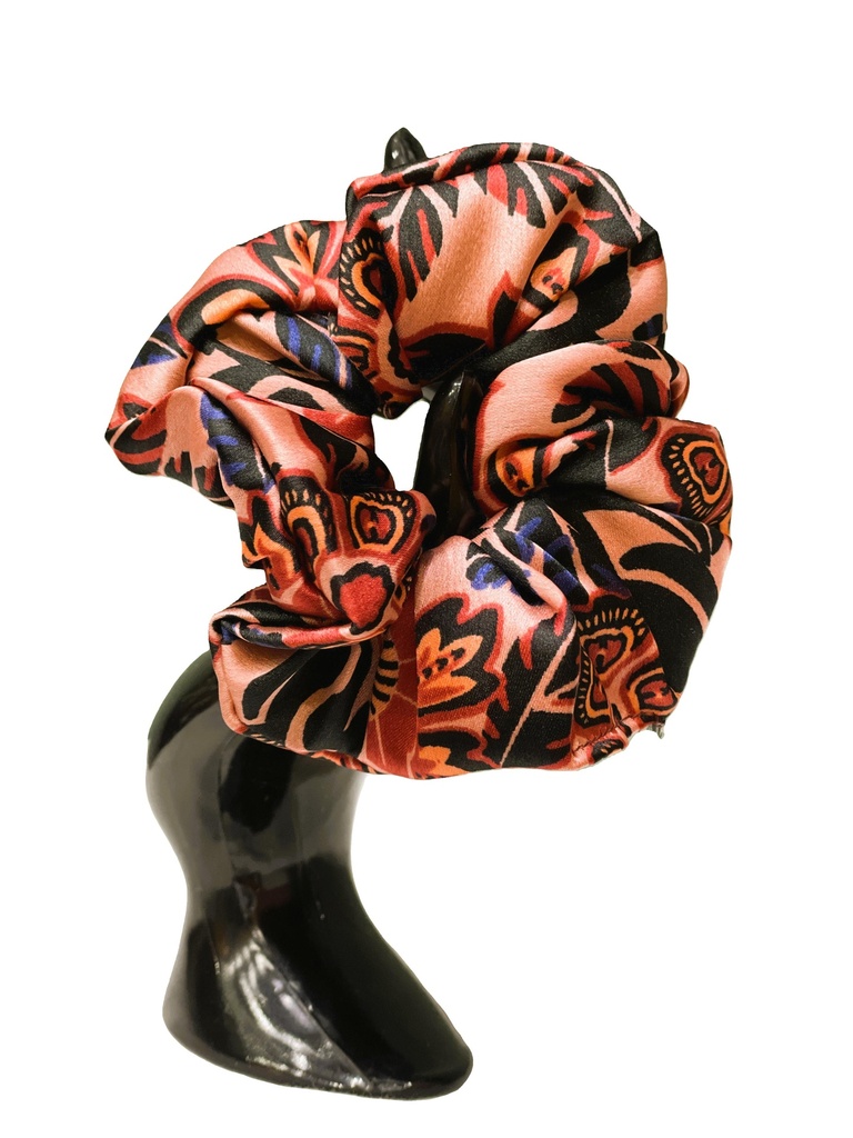 Scrunchie Silk Fabric-Small brown