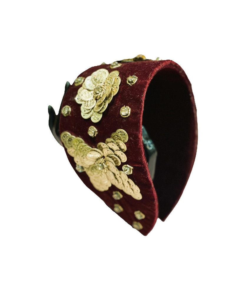 Baroque Embroidered hairband- Maroon