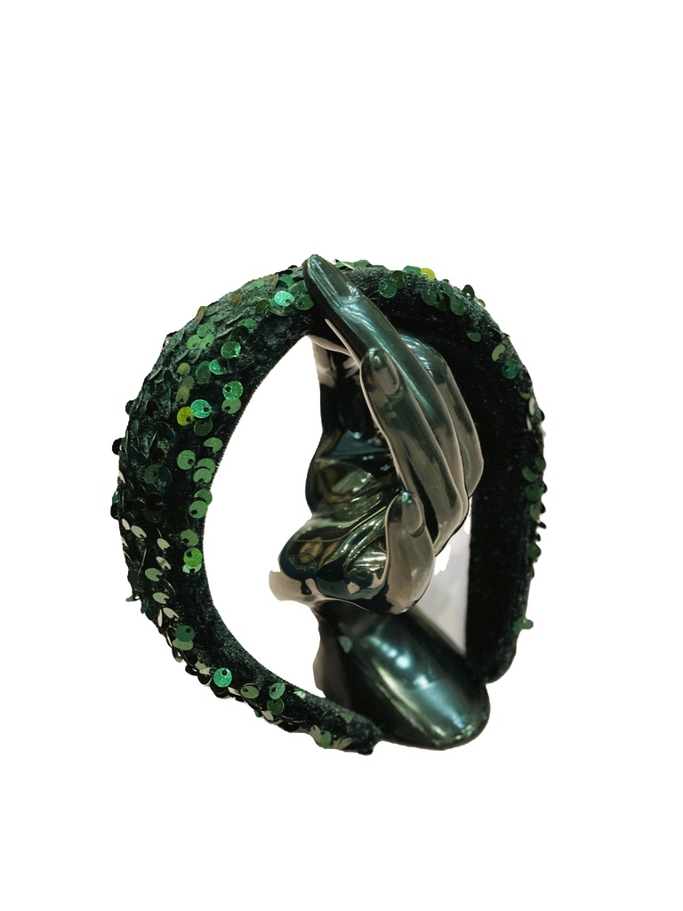 Handmade velvet sequenced headband-gray (copy)