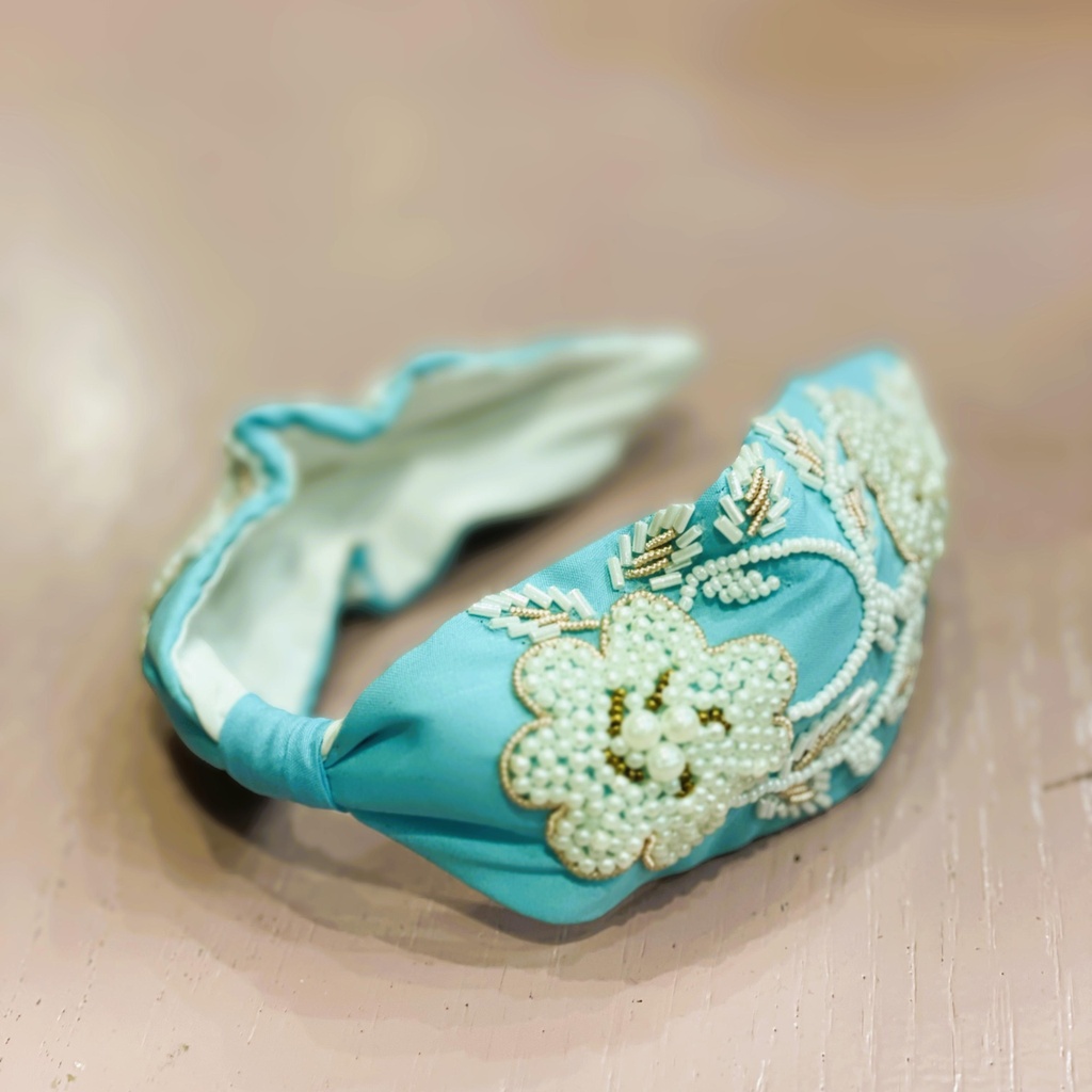 Handmade floral crystal beads embroidery headband (copy)